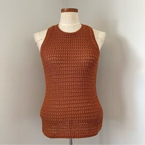 Madewell Coffee Brown Crochet knit sweater tank Small EUC